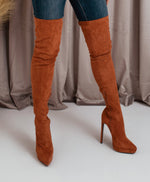 Over the Knee Heeled Boots in Camel